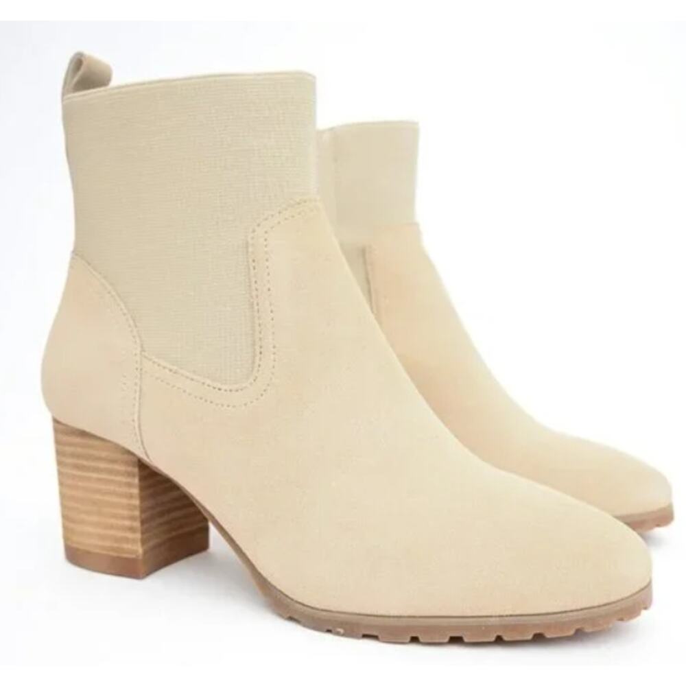 Violet & Red Loaded Knit Cuff Tan Ankle Booties Size 7.5